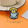 Patch Bordado de Cachorro em Xícara de Chá Desenho Animado, Patch Bordado Fofo, Patch Autoadesivo para Passar a Ferro, Decoração de Fita, Acessórios de Bordado