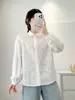 Primavera Japonês Mori Departamento Feminino da Indústria Pesada Flores Bordadas Cor Sólida Cardigã Feminino Manga Longa Camisa Básica Camisa Casual Atacado