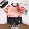 Traje de ropa de verano para niños Ropa de verano para bebés de 1-2-3 años Ropa infantil de verano para niños Conjunto de moda de dos piezas de manga corta a rayas para niños