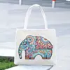 Bolso de lona bordado con hilo de oro por ambos lados de pavo real, bolso de mano con doble asa, bolsa de compras de gran capacidad, nuevo bolso de viaje de estilo étnico