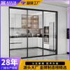 Puerta Corrediza de Cocina de Aleación de Aluminio Marco Extremadamente Estrecho Tríptico Balcón Sala de Estar Riel Colgante Partición de Vidrio Puerta Corrediza de Baño