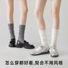 Calcetines holgados grises estilo fino de verano para dar forma a las piernas y pantorrillas, algodón puro, estilo ballet Miu, calcetines largos de verano para mujer