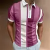 Camisa Polo 3D Masculina Nova Europeia e Americana com Zíper, Manga Curta, Gola Polo, Pulôver, Roupa Casual Masculina, Peça Única Dropshipping