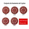 Lixa para Disco de Lixar 5 Polegadas 8 Furos Lixa Vermelha Aveludada Polimento a Seco Adesivo Veludo Atrás Folha de Lixa 125mm Papel de Lixa
