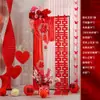 Set de Decoración de Habitación de Boda para el Novio y la Novia, Decoración de Sala de Casa Nueva, Habitación de Matrimonio Tira Larga con Soporte de Carácter "Doble Felicidad" Suministros y Adornos