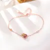 Yiluyin Pulsera de Calabaza de Turmalina Chapada en Oro Rosa Plata de Ley S925 Estilo Chino Nuevo Versátil Elegante Joyería para el Día a Día