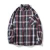 Camisa a cuadros informal de manga larga estilo americano para hombre, estilo otoño e invierno, holgada, combinable, estilo retro, con lijado