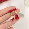 Brincos de Leão Adequados para o Ano Novo, Brincos Festivos Estilo Chinês Vermelho para Mulheres, Atmosfera de Alto Padrão 2025