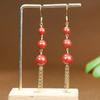 Aretes de Cinabrio Natural Alto Contenido Arena Imperial Cabeza de Buda Yuanbao Aretes de Sentido Avanzado Nuevos Aretes Accesorios para Aretes