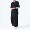 Verano 2026 Delgado Estilo Chino Hombres Retro Traje Tang Chino Talla Grande Holgado Seda de Hielo Manga Corta Camisa Conjunto de Hombre