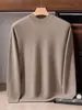 Suéter 100% cachemir puro para hombre, suéter de punto liso con cuello semi-alto, suéter de negocios de lujo ligero, nueva camiseta térmica cálida
