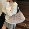 Bolso cruzado de felpa, Bolso grande de pelo, Bolso de axila moderno y versátil para otoño e invierno, Bolso de mano pequeño de estilo fragante de alta gama