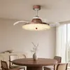 Lámpara de ventilador invisible para dormitorio, estilo vintage, alto brillo, inteligente, protectora de ojos, cristal de imitación, lámpara de ventilador de alta gama para dormitorio principal y comedor