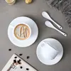 Juego Sencillo de Taza y Platillo de Cerámica Blanca Pura para Café, Suministros para Cafetería, Oficina, Negocios, Hotel, Restaurante, Tazas de Té
