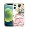 Adequado para capa de celular iPhone 15 comércio exterior pele preta café arte de rua moda menina pintada à mão capa de celular