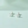 Pendientes de Plata S999 de Trébol de Cuatro Hojas para Mujer Serie Colorida Dopamina Pendientes de Circonita para Dormir Sin Quitar el Cierre de Rosca
