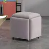 Taburete Sofá Cubo Multifuncional Nórdico Cinco en Uno Taburete Bajo para Uso Doméstico, Taburete Cuadrado para Cambiar Zapatos, Taburete de Mesa de Café Moderno para Sala de Estar