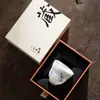 Taza de té Fu Lu blanca pura pintada a mano con aceite de cerdo, orquídea mariposa, taza maestra blanca china, taza de té para el hogar, caja de regalo, regalo regalo