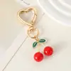 Llavero Transparente con Forma de Corazón de Fresa y Flor, para Bolsos Ins, Decoración de Llaves, Colgante para Coche