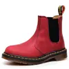Audemars Piguet Crazy Horse Rojo 2976 Botines Chelsea Botas de Motocicleta para Mujer Botines de Cuero Genuino de Primera Capa Estilo Británico Slip-On