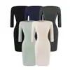 Ropa de mujer al por mayor estilo europeo y americano transfronterizo, nueva colección de principios de otoño, estilo puro deseo, cuello barco, plisado, ajustado, manga de tres cuartos, vestido Rachel