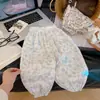 Calça anti-mosquito estampada, estilo pastoral floral, algodão puro, calça de cintura média com desenho para meninos e meninas, calça infantil de desenho para o verão, transfronteiriça