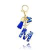 Resina para meninas senhoras iniciais chaveiro rosa azul ouro borla borboleta pingente chaveiro