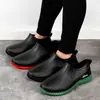 Botas de Lluvia de Corte Bajo, Zapatos de Goma Slip-On de Moda para Hombre, Zapatos Planos de Suela para Primavera y Otoño, Antideslizantes para Cocina y Agua, Zapatos de Trabajo para Chef, Botas de Lluvia para Hombre
