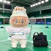 Atuendo de serie de muñeco de peluche Labubu de 17 cm para fiestas sentado, disfraz de estilo deportivo casual