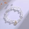 [Brilhante Estrela e Lua] Pulseira de Cristal Branco para Mulheres Pulseira de Cristal de Pedra Natural Dupla Camada Pulseira Simples Moda Atacado