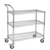 Cochecito de Dos Niveles con un Reposabrazos Malla de Alambre de Dos Capas Acero Inoxidable Cromado Acero al Carbono Carrito Silencioso Carro de Picking para Almacén de Comercio Electrónico