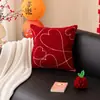 Almofada Decorativa Vermelha para Sofá de Casamento, Almofada Festiva e de Alto Padrão para Encosto de Sofá, Capa de Almofada Lombar, Almofada de Encosto Decorativa para Bay Window