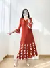 Vestido Plisado Estilo Miyake para Mujer, Nuevo Modelo Primavera 2026, Elegantes Mangas de Tres Cuartos, Holgado Talla Grande, Adelgazante, Vestido Largo de Moda