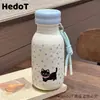 Botella de agua aislada elegante y atractiva para mujer, con pajilla, hecha de acero inoxidable, con un diseño minimalista y único, y un lindo patrón de dibujos animados, perfecta para estudiantes y fácil de transportar