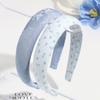 Diadema de Esponja Estilo Coreano Fresca Primavera Combinable Azul Claro Flor Delicada Rota Lado Ancho Diadema Parte Superior Craneal Alta Accesorios para el Cabello