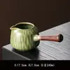 Taza de Protección de Cerámica Estilo Japonés con Asa Lateral, Jarra de Té Imitación Madera Cocida a la Leña Vintage, Recipiente de Cerámica Gruesa para Compartir Té, Taza de Protección Anti-quemaduras