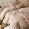 Juego de cuatro piezas de estilo de lujo ligero, todo algodón cepillado, gofrado, jacquard tridimensional, juego de funda de edredón de algodón puro de alta gama, juego de tres piezas para dormitorios de estudiantes