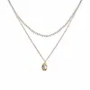 Collar de perlas de vidrio de doble capa, moderno y elegante, popular en línea, colgante de perla de agua dulce con forma de guisante, gargantilla de cadena de alta gama