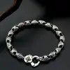 Pulseira Colar Vajra em Prata Esterlina S925 Tendência Retrô Artesanato Pesado Personalizável Emenda Fivela Universal Joia Unissex Ousada