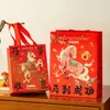 Bolsa Meow 2026 Ano Novo Ano do Cavalo Saco de Presente Vermelho Embalagem de Presente de Feriado Ano Novo Aniversário Sacola de Papel para Lembrança