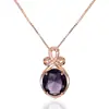 Collar con Colgante de Flor de Amatista y Oro Rosa Wish Cross Border para Mujer, Moda Europea y Americana, Flor de Diamante y Amatista, Joyería