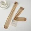 Meias de cano alto femininas antiderrapantes para primavera, outono e verão, meias de joelho cor de pele preta, meias de cano médio para panturrilha para crianças, primavera e outono