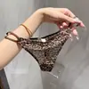 Pantalón T de Malla con Estampado de Leopardo Tanga Sexy Transparente Lindo Ropa Interior para Mujer Cintura Baja Niñas Hueco Transpirable Discoteca Nuevo