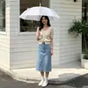 Ponto de bolinha fosco semitransparente estilo coreano simples estilo ins durável anti-guarda-chuva guarda-chuva automático acessório para fotografia de atmosfera