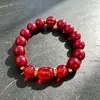 Pulsera de Cuentas Sutra del Corazón de Cinabrio para Protección en el Año de su Zodiaco, Atrae Riqueza y Buena Fortuna, Pulsera de Cuentas Budista, Adorno Cultural de Templo y Zona Escénica