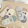 Calcetines Lindos para Mujer, Invisibles Antideslizantes de Corte Bajo Verano Delgados Cortos, Calcetines de Algodón para Mujer Estilo Coreano de Dibujos Animados