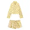 Comércio Exterior Roupas Femininas 2026 Moda Europeia e Americana Solto Zíper Gola Alta Bolinhas Jaqueta + Conjunto de Shorts para Mulheres F612400
