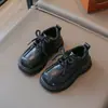 Zapatos de cuero estilo británico para niños de 6 a 12 años, nueva colección de otoño, zapatos sencillos infantiles de suela blanda, zapatos escolares negros para niñas para actuaciones