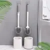 Set de Cepillo para Inodoro con Mango Largo y Base, Sin Esquinas Muertas, para Uso Doméstico, Cepillo de Limpieza para Baño, Cepillo para Inodoro Colgante