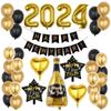 Novo 2024 Feliz Ano Novo Feliz Ano Novo Conjunto de Balões Decoração para Festa de Véspera de Ano Novo Adereços